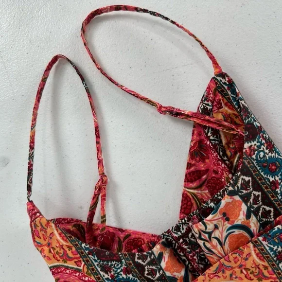 Old Navy Women's Waist-Defined Cami Midi Beach Sun Dress Pink Paisley Medium - Picture 9 of 12